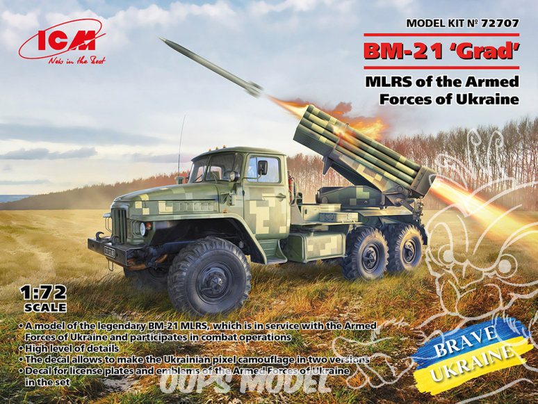 Icm maquette militaire 72707 BM-21 ‘Grad’ MLRS des Forces armées ukrainiennes 1/72