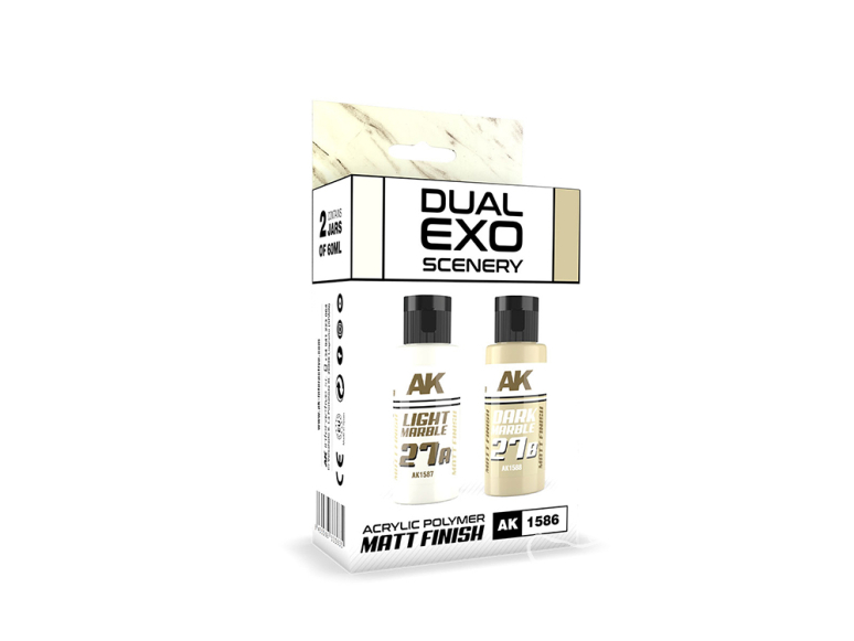 Ak interactive peinture AK1586 DUAL EXO SET 27 27A MARBRE CLAIR et 27B MARBRE FONCÉ 2x60ml.