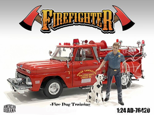 American Diorama figurine AD-76420 Pompiers - Entrainement chien pompier 1/24