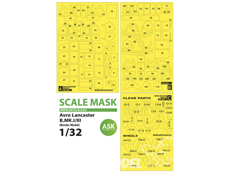 ASK Art Scale Kit Mask M32054 Avro Lancaster B Mk.I/III Border Model 1/32