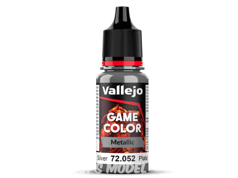 Vallejo Peinture Acrylique Game Color Nouvelle gamme 72052 Metallic Argent 17ml