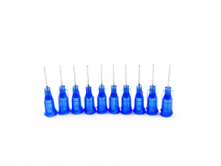 Colle 21 Canule de précision avec pointe en métal pack de 1 aiguille 22GA, acier inoxydable et plastique bleu