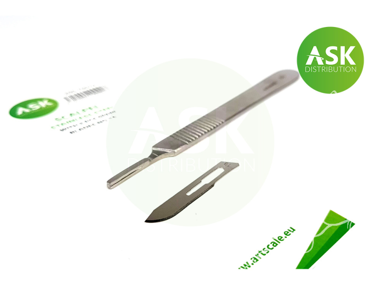 ASK Art Scale Kit T0074 Scalpel Acier inoxydable avec 3 lames no.10