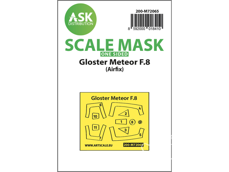 ASK Art Scale Kit Mask M72065 Gloster Meteor F.8 Airfix Recto 1/72