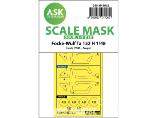 ASK Art Scale Kit Mask M48062 Focke Wulf Ta 152H Hobby 2000 / Dragon Recto Verso 1/48