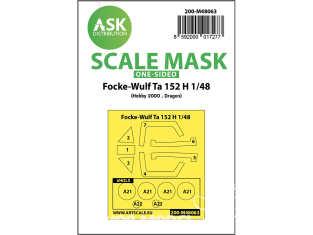 ASK Art Scale Kit Mask M48063 Focke Wulf Ta 152H Hobby 2000 / Dragon Recto 1/48