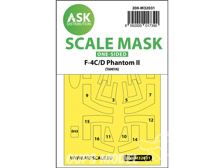 ASK Art Scale Kit Mask M32031 F-4C/D Phantom II Tamiya Recto 1/32