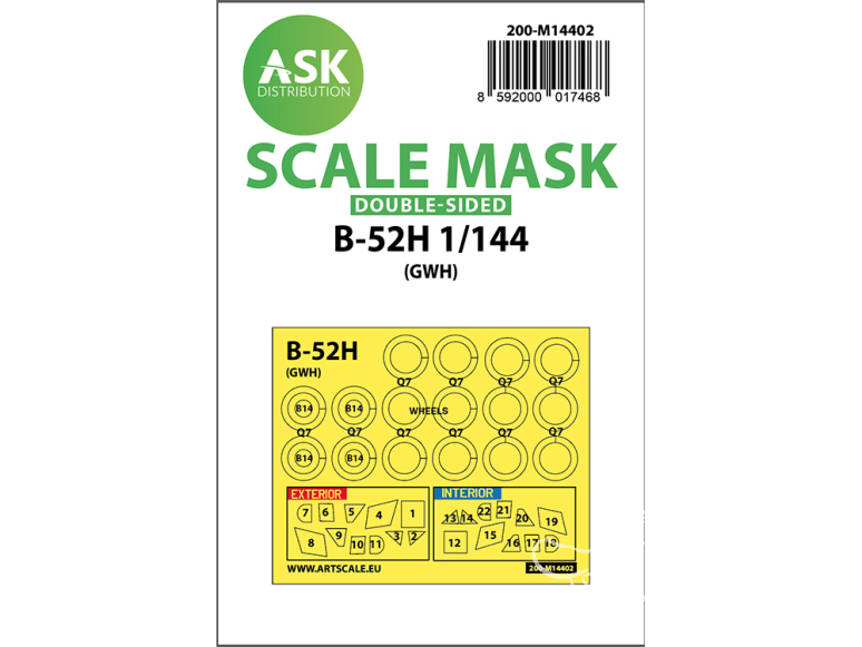 ASK Art Scale Kit Mask M14402 B-52HG Great Wall Hobby Recto Verso 1/144