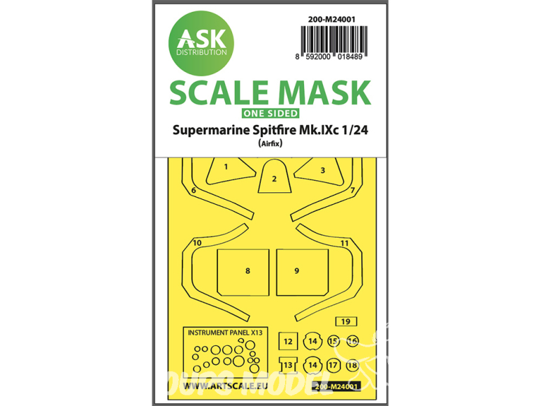 ASK Art Scale Kit Mask M24001 Supermarine Spitfire Mk.IXc Airfix Recto 1/24