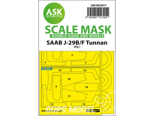 ASK Art Scale Kit Mask M32017 SAAB K-29B/F Tunnan Fly Recto Verso 1/32