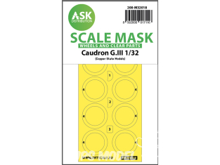 ASK Art Scale Kit Mask M32018 Caudron G.III Copper State Models Roues et partie transparentes 1/32