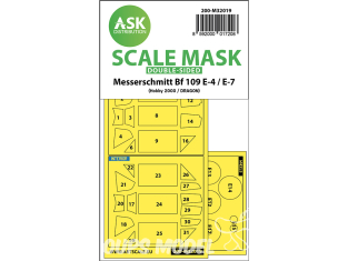 ASK Art Scale Kit Mask M32019 Messerschmitt Bf 109 E-4 / E-7 Hobby 2000 / Dragon Recto Verso 1/32