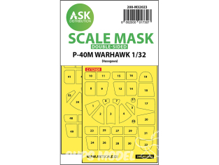 ASK Art Scale Kit Mask M32023 P-40M Warhawk Hasegawa Recto Verso 1/32