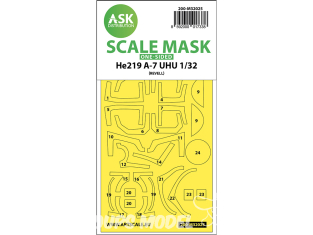 ASK Art Scale Kit Mask M32025 Heinkel He219 A-7 UHU Revell Recto 1/32
