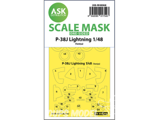 ASK Art Scale Kit Mask M48068 P-38J Lightning Tamiya Recto 1/48
