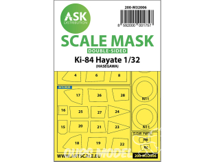 ASK Art Scale Kit Mask M32006 Ki-84 Hayate Hasegawa Recto Verso 1/32