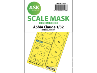 ASK Art Scale Kit Mask M32007 A5M4 Claude Special Hobby Recto Verso 1/32