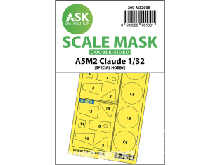 ASK Art Scale Kit Mask M32008 A5M2 Claude Special Hobby Recto Verso 1/32