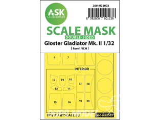 ASK Art Scale Kit Mask M32003 Gloster Gladiator Mk.II Revell / Icm Recto Verso 1/32