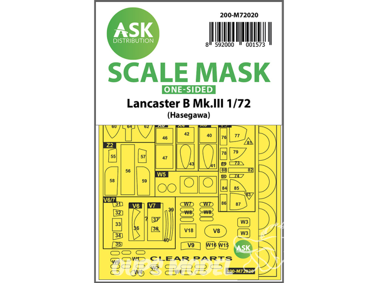 ASK Art Scale Kit Mask M72020 Lancaster B Mk.III Hasegawa Recto 1/72