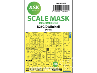 ASK Art Scale Kit Mask M72022 B-25C/D Mitchell Airfix Recto Verso 1/72