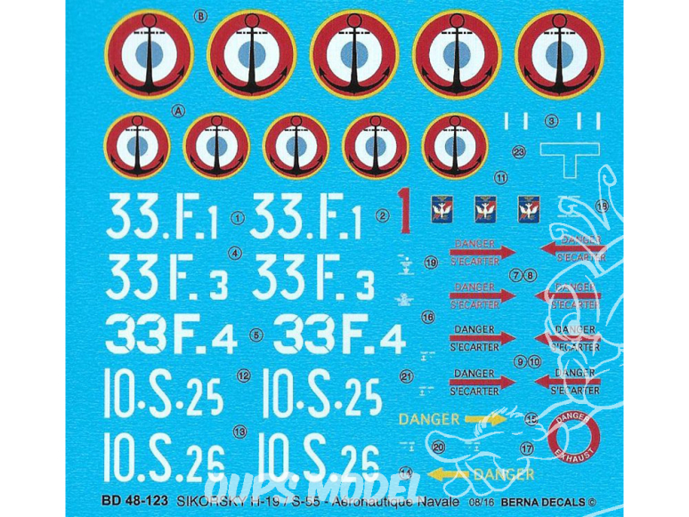 DECALQUES BERNA DECALS BD48-123 Sikorsky H-19 Aeronavale 1/48