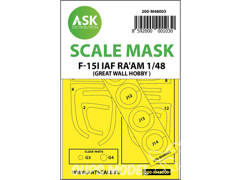 ASK Art Scale Kit Mask M48003 F-15I IAF RA'AM Great Wall Hobby Recto Verso 1/48