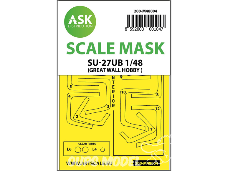 ASK Art Scale Kit Mask M48004 Sukhoi SU-27UB Great Wall Hobby Recto Verso 1/48