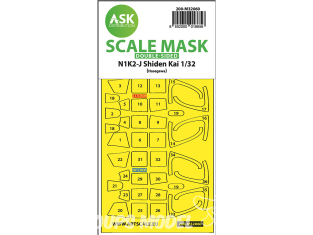 ASK Art Scale Kit Mask M32060 N1K2-J Shiden Kai Hasegawa Recto Verso 1/32