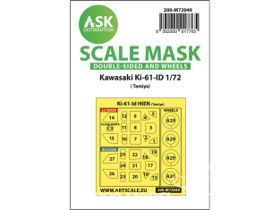 ASK Art Scale Kit Mask M72049 Kawasaki Ki-61-ID Tamiya Recto Verso et roues 1/72