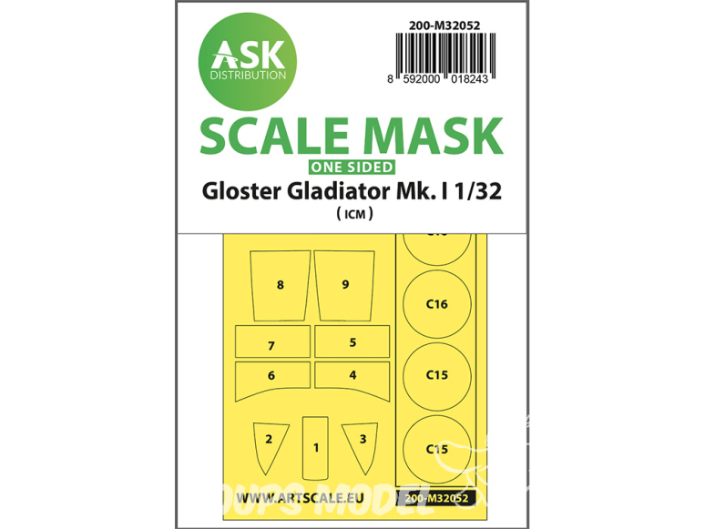 ASK Art Scale Kit Mask M32052 Gloster Gladiator Mk.I Icm Recto 1/32