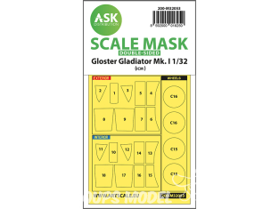 ASK Art Scale Kit Mask M32053 Gloster Gladiator Mk.I Icm Recto Verso 1/32