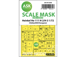 ASK Art Scale Kit Mask M72008 Heinkel He111 H-2/H-3 Hobby 2000 / Hasegawa Recto 1/72