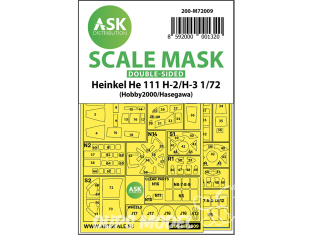 ASK Art Scale Kit Mask M72009 Heinkel He111 H-2/H-3 Hobby 2000 / Hasegawa Recto Verso 1/72