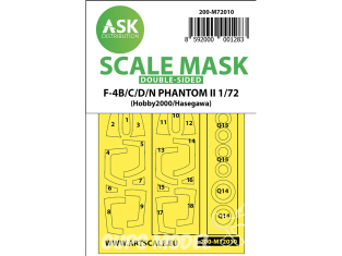 ASK Art Scale Kit Mask M72010 F-4B/C/D/N Phantom II Hobby 2000 / Hasegawa Recto Verso 1/72