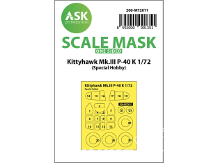 ASK Art Scale Kit Mask M72011 Kittyhawk Mk.III P-40K Special Hobby Recto 1/72