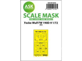 ASK Art Scale Kit Mask M72036 Focke-Wulf Fw 190D-9 Ibg Recto et roues 1/72