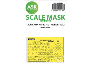 ASK Art Scale Kit Mask M72039 Tachikawa Ki-54 Otsu / Hickory Special Hobby Recto 1/72