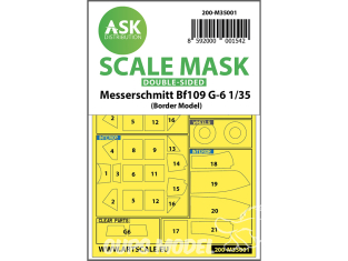ASK Art Scale Kit Mask M35001 Messerschmitt Bf109 G-6 Border Model Recto Verso 1/32