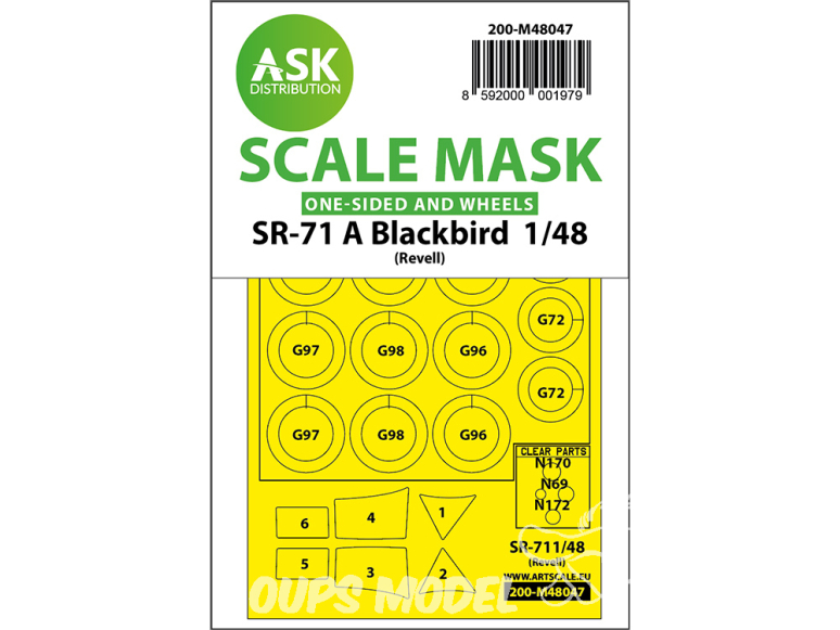 ASK Art Scale Kit Mask M48047 SR-71A Blackbird Revell Recto et roues 1/48