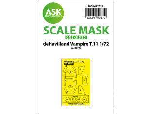 ASK Art Scale Kit Mask M72031 DeHavilland Vampire T.11 Airfix Recto 1/72