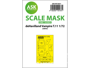 ASK Art Scale Kit Mask M72031 DeHavilland Vampire T.11 Airfix Recto 1/72