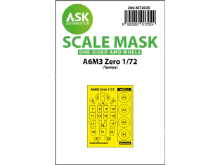 ASK Art Scale Kit Mask M72035 A6M3 Zero Tamiya Recto et roues 1/72