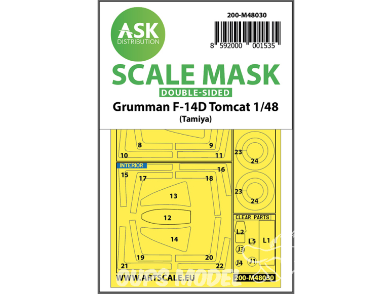 ASK Art Scale Kit Mask M48030 Grumman F-14D Tomcat Tamiya Recto Verso 1/48