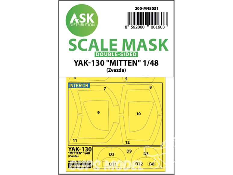 ASK Art Scale Kit Mask M48031 Yak-130 "Mitten" Zvezda Recto Verso 1/48