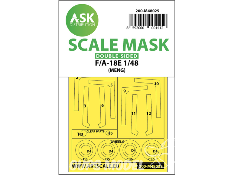ASK Art Scale Kit Mask M48025 F/A-18E Meng Recto Verso 1/48