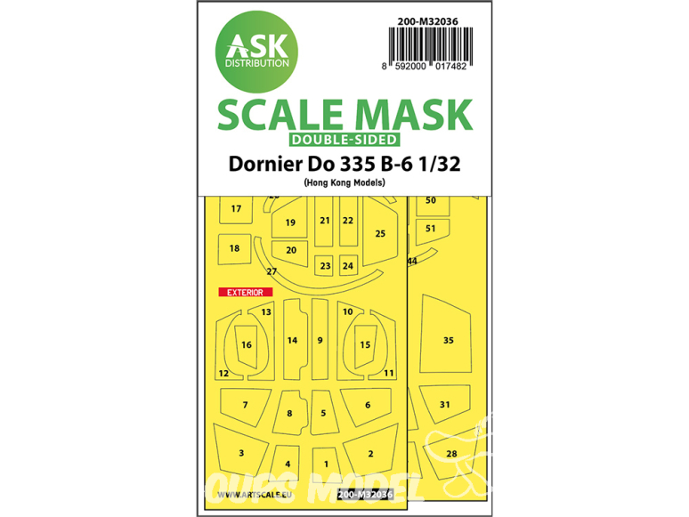 ASK Art Scale Kit Mask M32036 Dornier Do 335 B-6 Hk Models Recto Verso 1/32