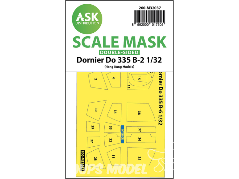 ASK Art Scale Kit Mask M32037 Dornier Do 335 B-2 Hk Models Recto Verso 1/32