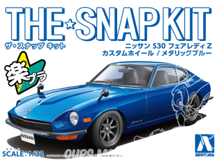 Aoshima maquette voiture 64757 Nissan S30 Fairlady Z Custom Wheel Metallic Blue SNAP KIT 1/32