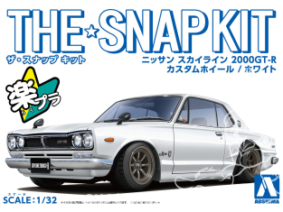 Aoshima maquette voiture 64719 Nissan Skyline 2000GT-R Custom wheels Blanc SNAP KIT 1/32